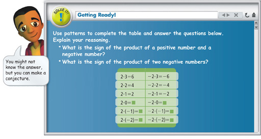 A Solve It exercise involves completing a pattern of equations.