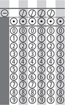 A test grid has rows of symbols and numerals in circles.