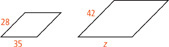 A quadrilateral has 2 sides that are 28 and 35 units long. The corresponding sides in a similar quadrilateral are 42 and z units long.
