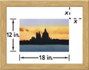 A photograph is 18 inches long and 12 inches wide. The mat that surrounds the photo is x inches wide on all sides.