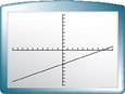 A screen from a graphing calculator displays the graph of y = one-half x minus 4 as a line that rises through (0, negative4) and (8, 0).