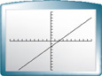 A screen from a graphing calculator shows a line that rises through approximately (0, negative 2) and (2, 0).
