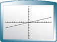 A screen from a graphing calculator shows a line that rises through approximately (0, 0). The slope is shallow.