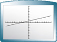 A screen from a graphing calculator shows a line that rises through approximately (negative 3, 0) and (0, 1).