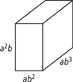 A rectangular prism has a length of a b cubed, a width of a b squared, and a height of a squared b.