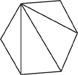 A six-sided polygon has diagonal lines drawn from one vertex to the vertices formed by sides other than the 2 that form the vertex from which the diagonals are drawn.