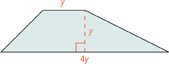 This trapezoid has one base that measures y units and another that measures 4y units. The height is y.