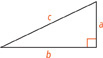 The legs of this right triangle measure a and b. The hypotenuse measures c.