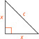 A right triangle. The legs measure x units. The hypotenuse measures c units.