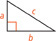 Right triangle ABC with legs of length a and b and a hypotenuse of length c.