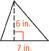 A triangle has a base that measures 7 inches and a height of 6 inches.