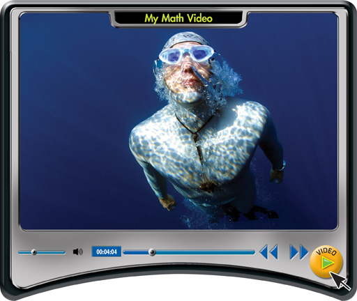 A my math video screen shows a free diver.