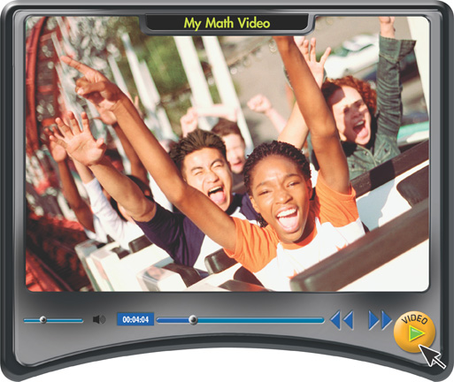 A my math video screen: people a roller coaster.