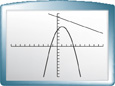 A graphing calculator screen of a downward-opening parabola has a falling line through quadrant 1 that does not intersect the parabola. There is no solution.
