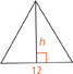 A triangle with a base length of 12 has a vertical line segment extending from the top vertex to the midpoint of the triangle’s base making a right angle.