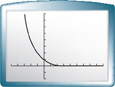 A curve falls through (negative 2, 3) and (0, 1) toward the positive asymptote y equals 0. All values are approximate.