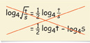 An error analysis: log base 4 of radical (t over s) = one-half log base 4 of (t over s) = one-half log base 4 of t minus log base 4 of s.