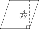 A parallelogram with height 3 over (a squared times b to the fourth).