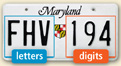 A Maryland license plate for 2004 has three letters, F H V, and three digits, 1 9 4.
