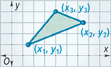 A graph of a triangle in quadrant 1 has vertices at (x subscript 3 baseline, y subscript 3 baseline), (x subscript 2 baseline, y subscript 2 baseline), and (x subscript 1 baseline, y subscript 1 baseline).