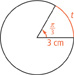 A circle with a central angle measuring pi over 3 in radians, and a radius measuring 3 centimeters. The intercepted arc is a length of t.