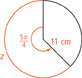 A circle with a central angle measuring 5 pi over 4 and a radius measuring 11 centimeters. The intercepted arc is a length of z.
