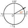 A 30-degree central angle in standard position.