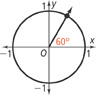 A 60-degree central angle in standard position.