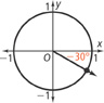 A negative 30-degree central angle in standard position.