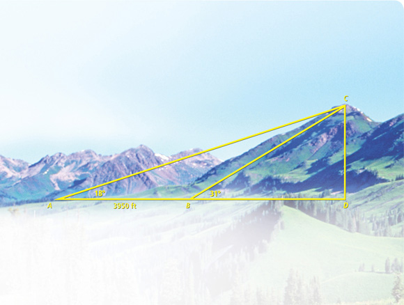 Two triangles superimposed on a mountain.