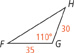 Triangle F G H, with the following measurements: F G, 35; G H, 30; angle G, 110 degrees.