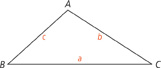 Triangle A B C with standard side lengths.