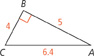Right triangle A B C with right angle B and the following measurements: A B, 5; B C, 4; A C, 6.4.