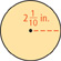 A circle has a radius measuring two and one-tenth inches.