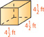 A box has a base measuring four and a half feet by 4 and a half feet, and is 4 and a half feet high.
