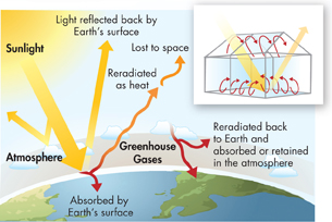 An illustration of Greenhouse effect of Earth.
