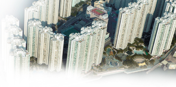 A top view of high rise housing complex.