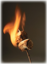 A marshmallow catching fire.