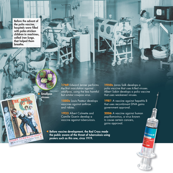 Visual summary of innovations in vaccines from the period 1769 to 2006.