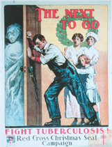A poster captioned 'The Next To Go', 'Fight Tuberculosis' demonstrating the threat of tuberculosis to make people aware of it.