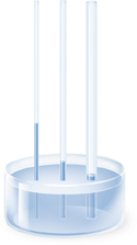 A pictorial showing capillary action with three different diameter's tube.