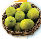A basket full of lemons.