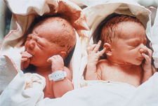 A photograph of twins.