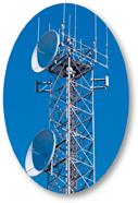 A photograph of a telecommunication tower.