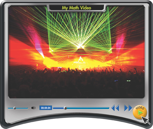 A My Math Video displays a laser light show at a concert.