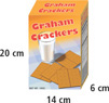 A graham cracker box has length across the front measuring 14 centimeters, width from front to back measuring 6 centimeters, and height measuring 20 centimeters.