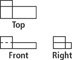 Three figures, representing top, front, and right, display rectangles connected by solid and dashed lines.