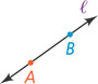 A line labeled l has arrowheads on each end and contains points A and B.