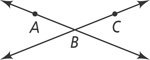 A line passing through point A and a line passing through point C each pass through point B.