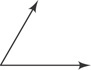 An angle has a ray extending right and another extending up to the right, closer to vertex.